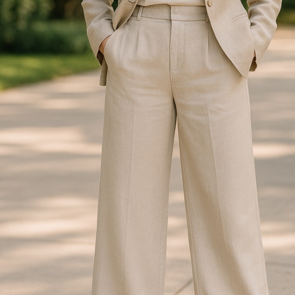 Max Studio Beige Wide-Leg Women's Pants